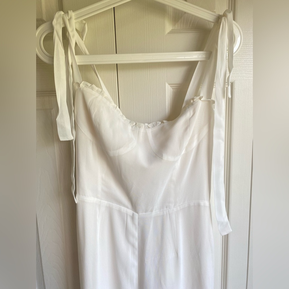 NEW Reformation Alfred Tie-Shoulder Wide-Leg Jumpsuit in Ivory Size 4 - Picture 6 of 12